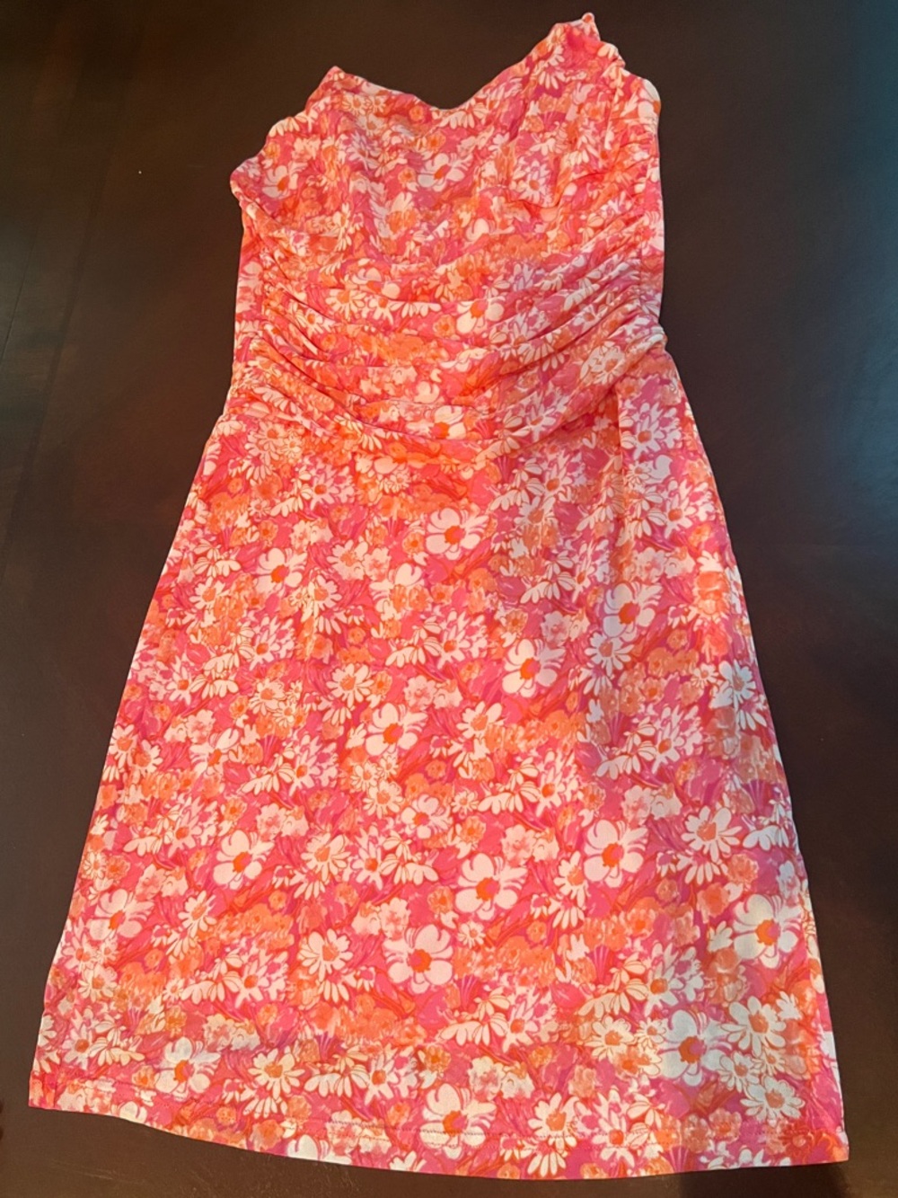 Sky to Moon Strapless Floral Sundress in Pink and Orange size Medium